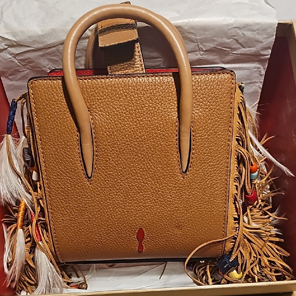 Brown Structured Tote with Textured Leather and Short Handles